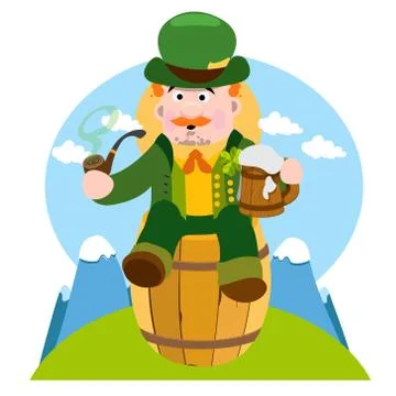 Man in the Irish pub. St. Patrick s Day. Stock Illustration