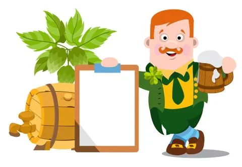 Man in the Irish pub. St. Patrick s Day. Stock Illustration