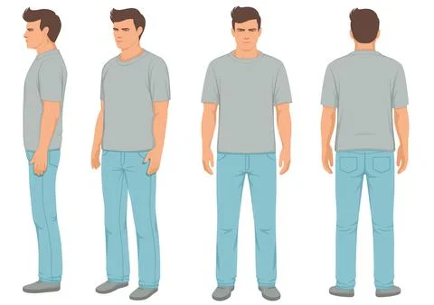 Man isolated, front, back and side view Stock Illustration