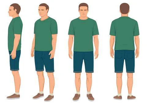 Man isolated, front, back and side view Stock Illustration