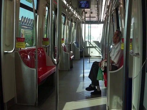 Man isolated sitting in train Stock Footage 126475406