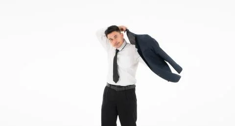 A  man isolated on a white background Foto stock