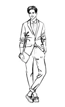 Man isolated on white Stock Illustration