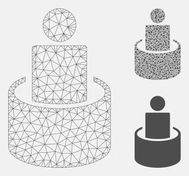 Man Isolation Vector Mesh Network Model and Triangle Mosaic Icon Stock Illustration