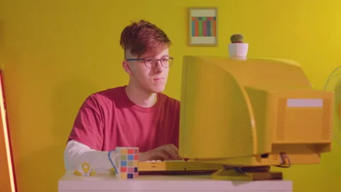 Man IT Specialist Is Working In Office On New Project Stock Footage 165337342
