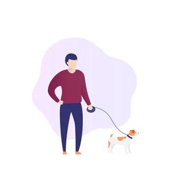Man with jack russell, vector Stock Illustration