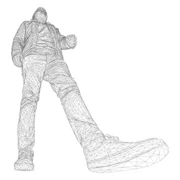 The man in the jacket is walking somewhere. Species from different sides. Vec Stock-Illustration