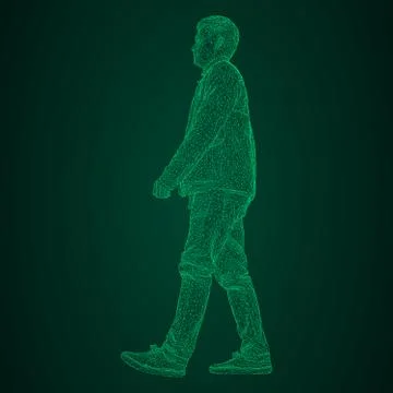 The man in the jacket is walking somewhere. Species from different sides. Vec Illustrazione stock