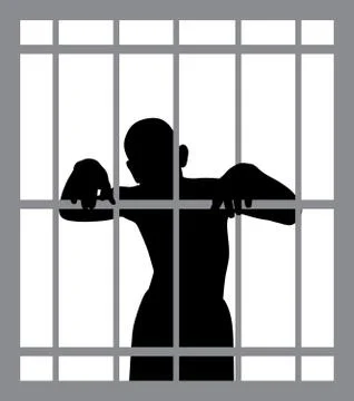 Man in jail Stock Illustration