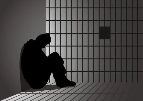 Man In Jail Stock Illustration