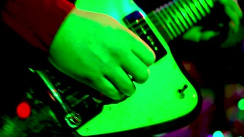 Man jamming out playing guitar at rock show Williamsburg Brooklyn 4K Stock Footage 267737452