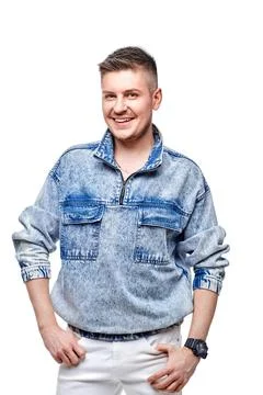 Man in Jeans jacket looking at camera Stock Photos