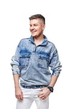 Man in Jeans jacket looking at camera Stock Photos