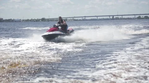 Man on jet ski acrobatic in slow motion 3 Stock Footage 46016545