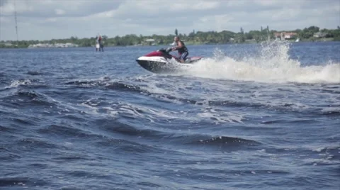 Man on jet ski acrobatic in slow motion 7 Stock Footage 46016993