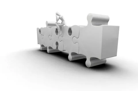 Man on jigsaw Stock Illustration