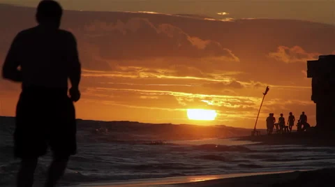 Man jogging on beach. Stock Footage 48147789