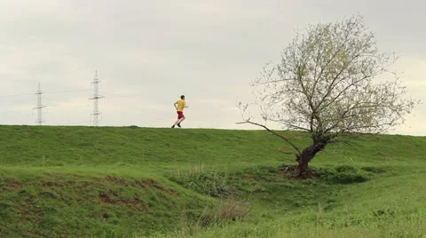 Man Jogging Outdoors Composition Stock Footage 62400291