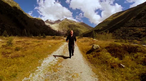 Man jogging in slow motion. running male. recreational activity outdoors Stock Footage 42278608
