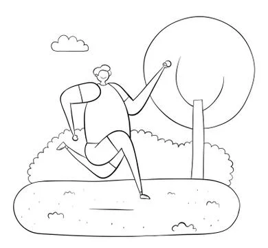 Man jogging in the woods. Stock Illustration