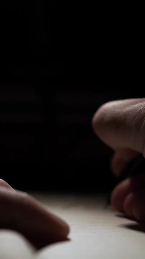 Man journaling his thoughts into notebook, because he has some sort of depr.. Stock Footage 295785157