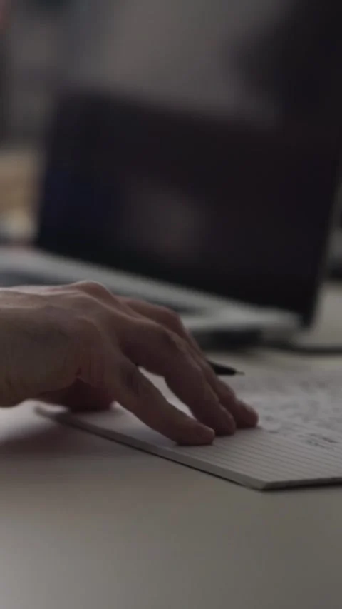 Man journaling thoughts into notebook Stock Footage 304113329