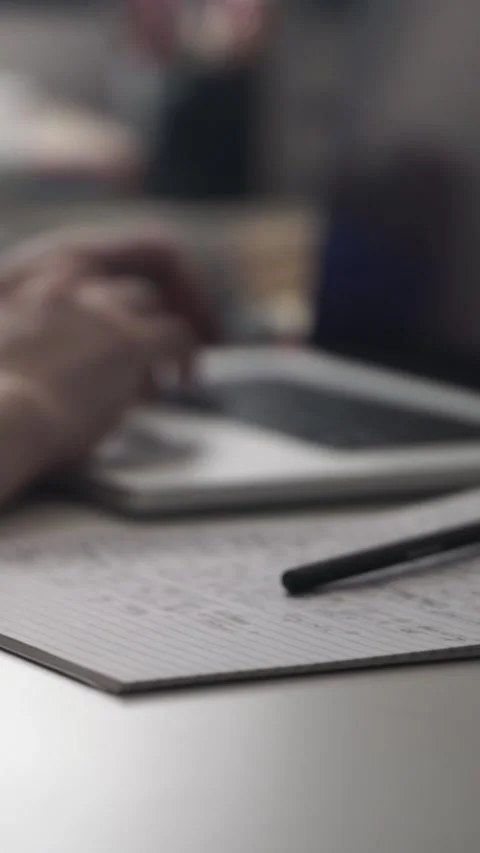 Man journaling thoughts into notebook Vidéo 304114408