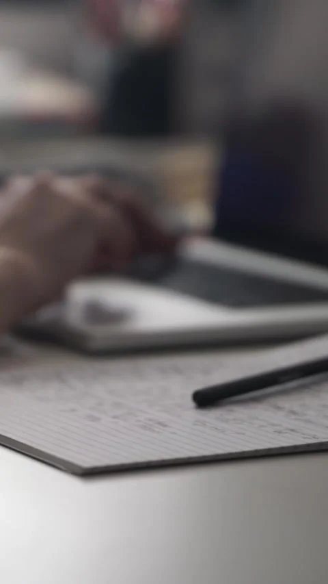 Man journaling thoughts into notebook Stock Footage 304114437