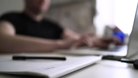 Man journaling thoughts into notebook. Personal Diary. Stock Footage 296326205