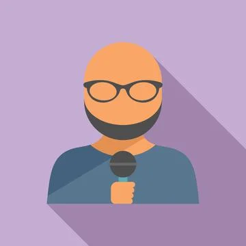 Man journalist icon flat vector. Camera tv Stock Illustration