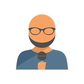 Man journalist icon flat vector. Camera tv Illustrazione stock