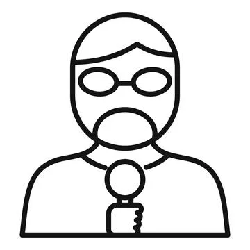 Man journalist icon outline vector. Camera tv Stock Illustration