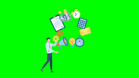 Man juggler planning time work. Office worker juggles mail, documents, money Stock Footage 283280630