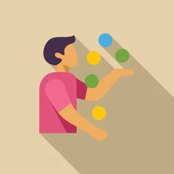 Man juggling colorful balls, multitasking and entertainment icon Stock Illustration