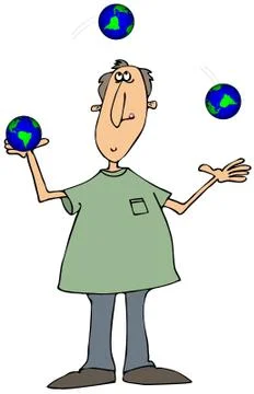Man juggling globes Stock Illustration