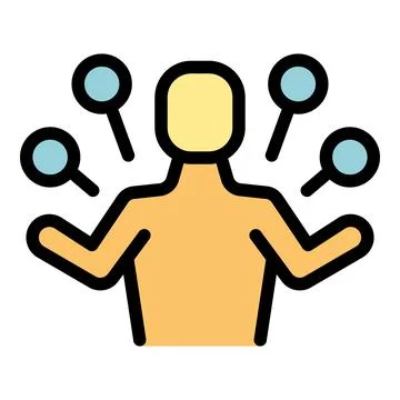 Man juggling multiple tasks at the same time Stock Illustration