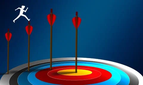 Man jump between red arrows for success Stock Illustration