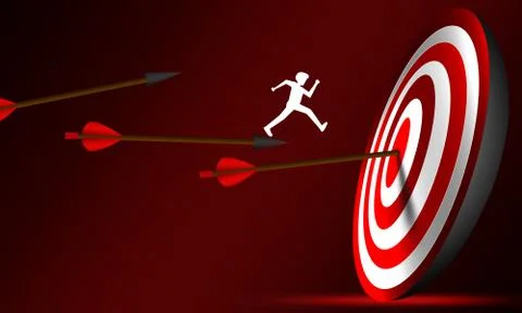 Man jump between red arrows for success Stock Illustration