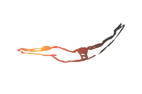 Man, jump, water, pool, dive concept. Hand drawn isolated vector. Ilustración de archivo