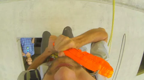 Man jumping from the 15th floor Stock Footage 32839785