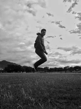 A man jumping in the air 写真素材