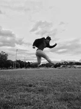 A man jumping in the air Foto stock