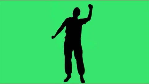 Man jumping and enjoying video silhouette on green screen Stock Footage 50398342