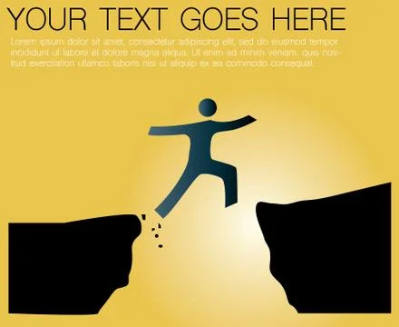 Man jumping between two mountains Stock Illustration