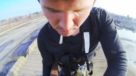 Man jumping from the bridge backwards Stock Footage 53348846