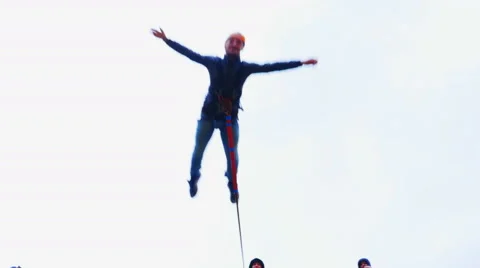 A man jumping from the bridge caved in and pushed forward Stock Footage 49922150