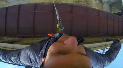 Man jumping from the bridge forward Stock Footage 37726373