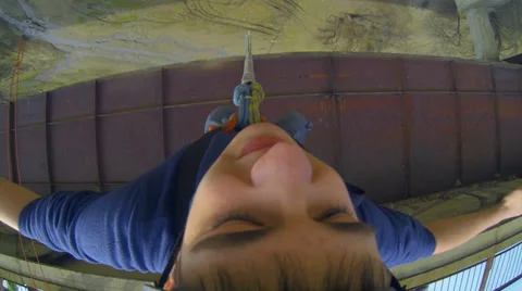 Man jumping off a bridge hands wide apart Stock Footage 37726651