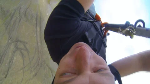 Man jumping off a bridge in a horizontal plane Stock Footage 36552625