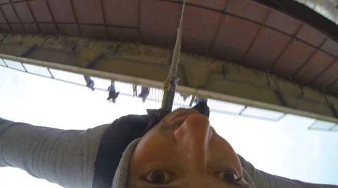 Man jumping off a bridge smooth semicircle Stock Footage 37048449